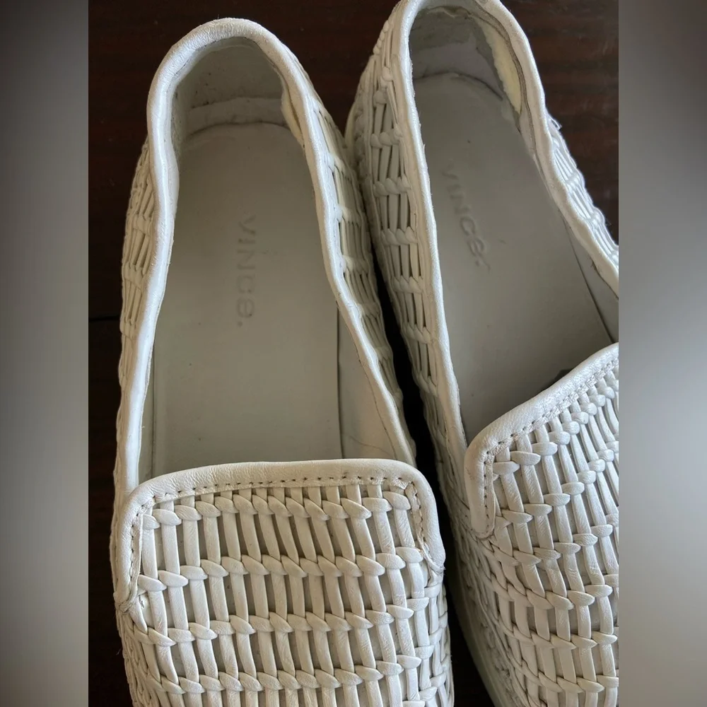 Vince Cream Woven Platform Slip-On Sneakers
